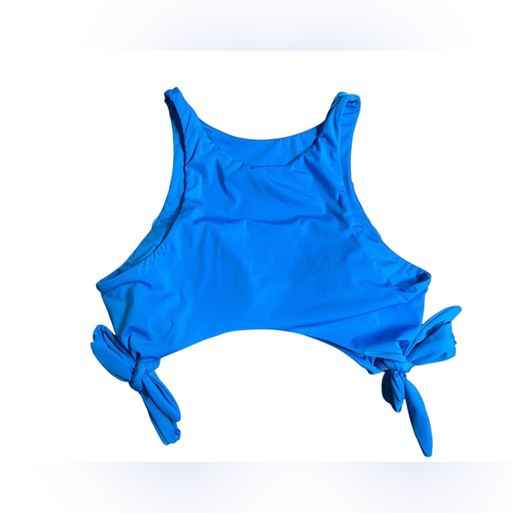 VIX BY PAULA HERMANNY blue pull on crop swim top size Large NWOT